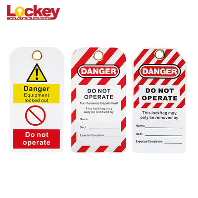 Αδιάβροχες ετικέττες απομόνωσης ανταπεργίας ετικεττών ασφάλειας ικριωμάτων προειδοποίησης PVC συνήθειας Lockey